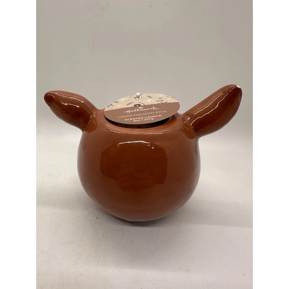 Hallmark‎ Reindeer Candle Holder Under Mistletoe 8oz Ceramic Christmas Decor